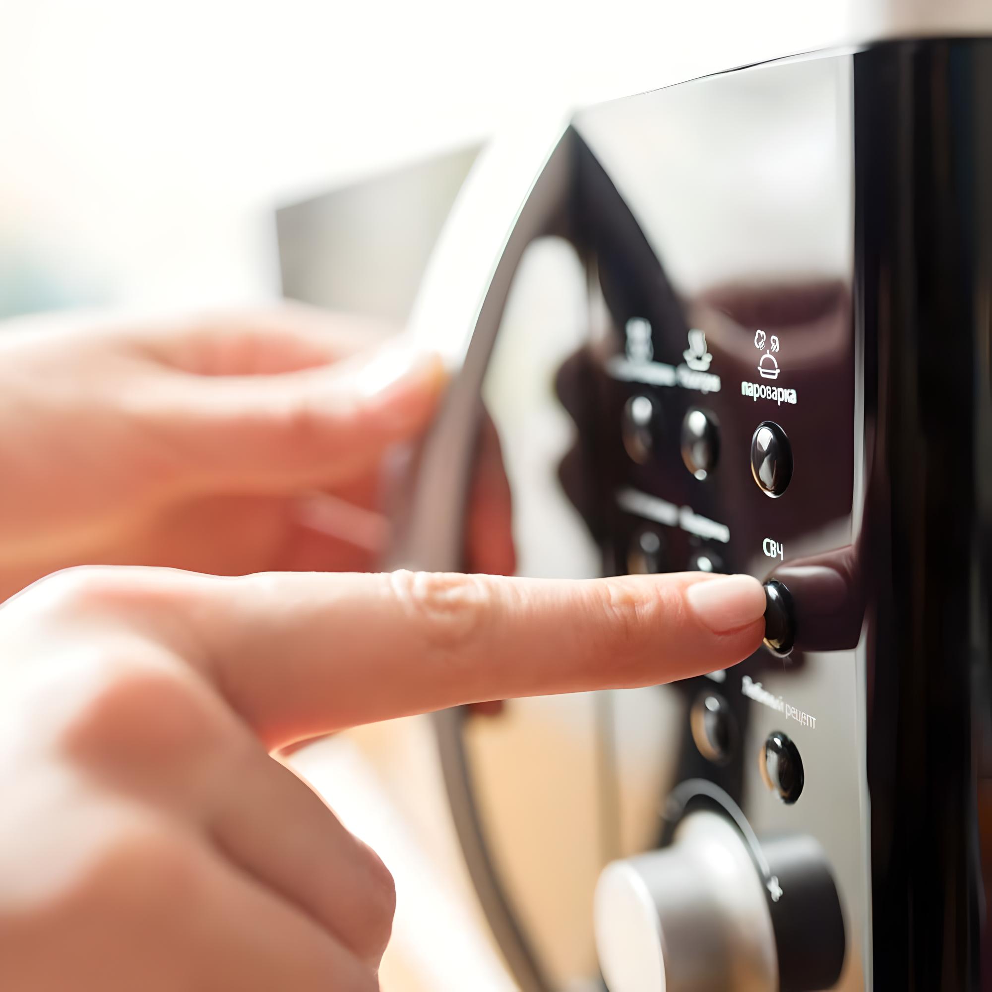 woman using microwave